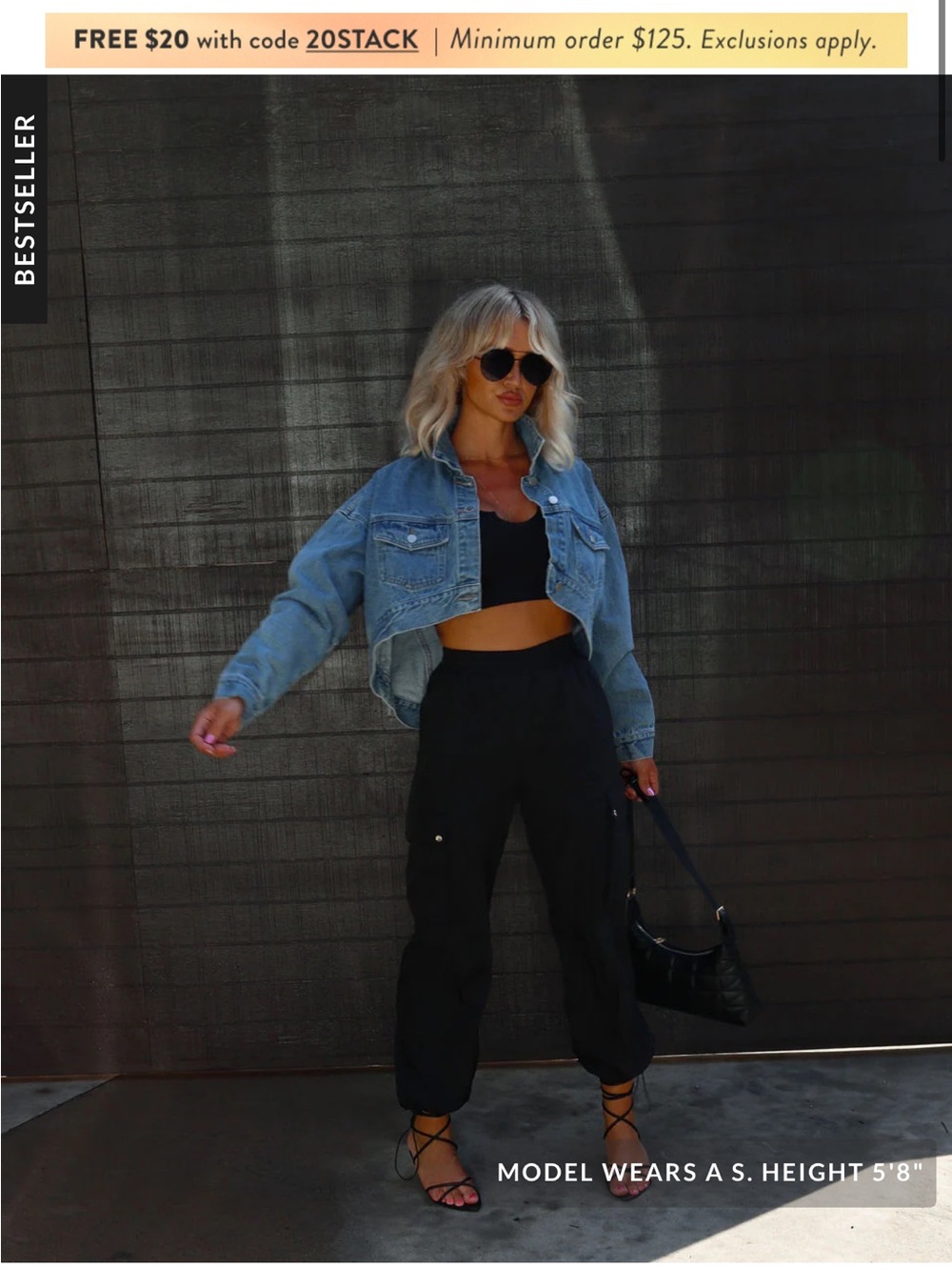 Vici Light Blue Cropped Denim Jean Jacket - Picture 2 of 3